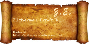 Zicherman Ernák névjegykártya